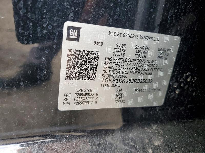 Aukcja sprzedaży 2018 Gmc Yukon, vin: 1GKS1CKJ5JR325032, numer aukcji: 51879796