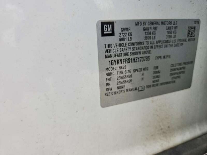 51184446 :رقم المزاد ، 1GYKNFRS1HZ173786 vin ، 2017 Cadillac Xt5 مزاد بيع