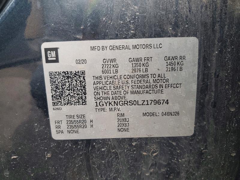 41629076 :رقم المزاد ، 1GYKNGRS0LZ179674 vin ، 2020 Cadillac Xt5 مزاد بيع