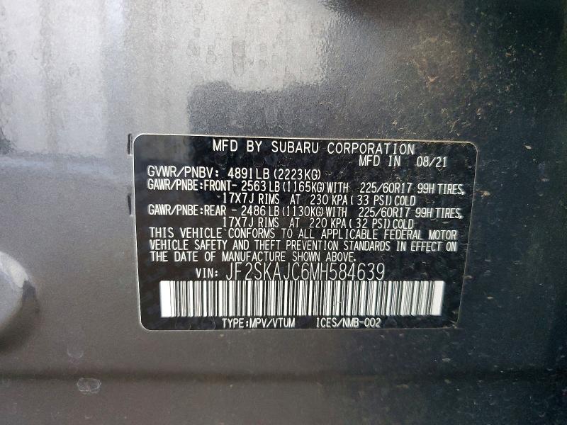 Aukcja sprzedaży 2021 Subaru Forester, vin: JF2SKAJC6MH584639, numer aukcji: 51855876