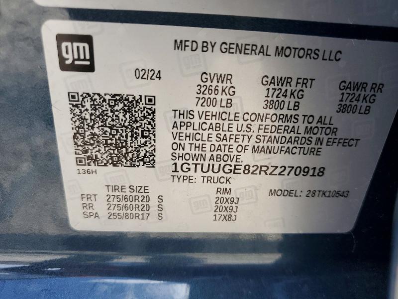 50934766 :رقم المزاد ، 1GTUUGE82RZ270918 vin ، 2024 Gmc Sierra مزاد بيع