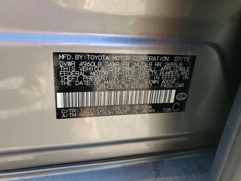 49591956 :رقم المزاد ، JTHCE1BL3FA008557 vin ، 2015 Lexus Gs مزاد بيع
