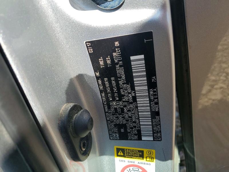 Auction sale of the 2017 Toyota Highlander, vin: 5TDZARFHXHS027155, lot number: 50999586