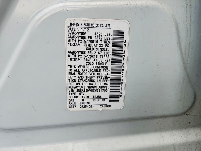 Продажа на аукционе авто 2012 Nissan Rogue, vin: JN8AS5MV8CW391700, номер лота: 50522666