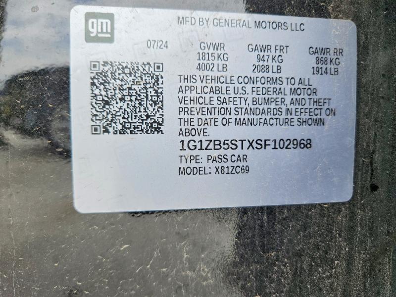 50593266 :رقم المزاد ، 1G1ZB5STXSF102968 vin ، 2025 Chevrolet Malibu مزاد بيع
