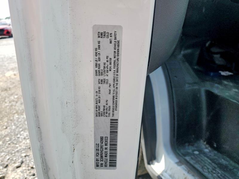 2024 Ram Promaster 3500 მანქანა იყიდება აუქციონზე, vin: 3C6MRVHG3RE143980, აუქციონის ნომერი: 50773026