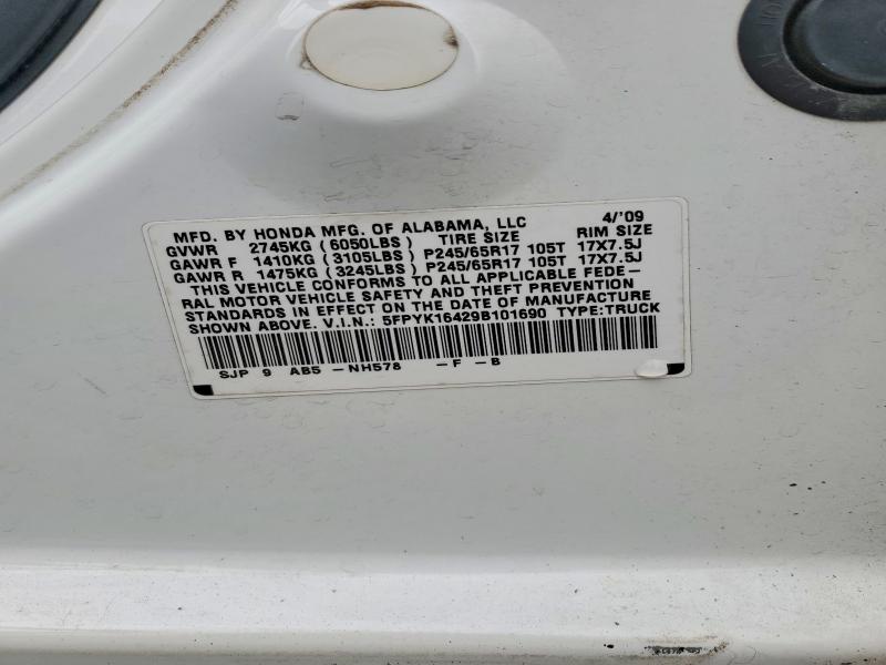 Продаж на аукціоні авто 2009 Honda Ridgeline, vin: 5FPYK16429B101690, номер лоту: 50678636