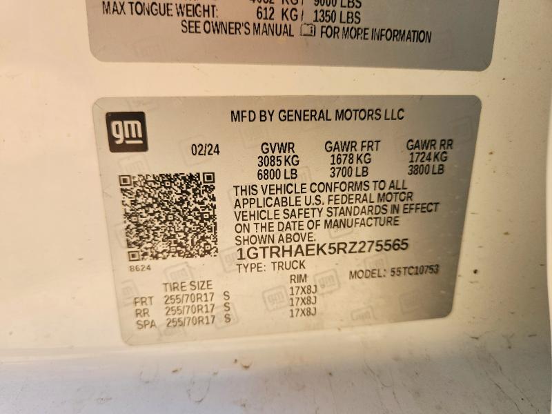 Продаж на аукціоні авто 2024 Gmc Sierra, vin: 1GTRHAEK5RZ275565, номер лоту: 50395396