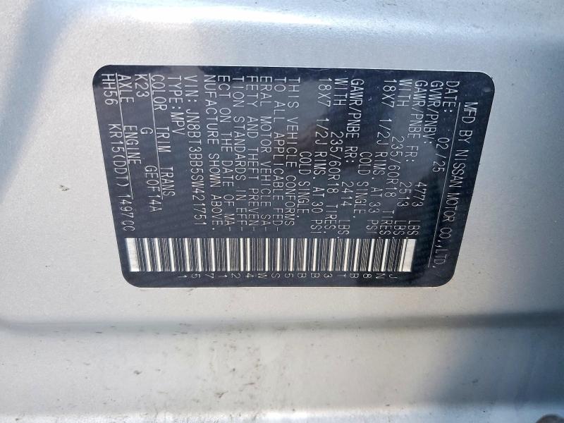 Продаж на аукціоні авто 2025 Nissan Rogue, vin: JN8BT3BB5SW421751, номер лоту: 49060016