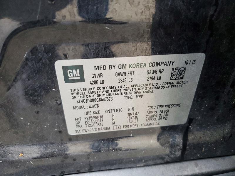 51362176 :رقم المزاد ، KL4CJDSB6GB547573 vin ، 2016 Buick Encore مزاد بيع