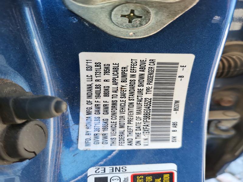 Продажа на аукционе авто 2011 Honda Civic, vin: 19XFA1F58BE045522, номер лота: 51808136