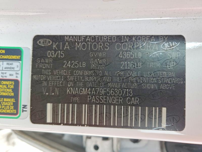 Aukcja sprzedaży 2015 Kia Optima, vin: KNAGM4A79F5630713, numer aukcji: 50988086