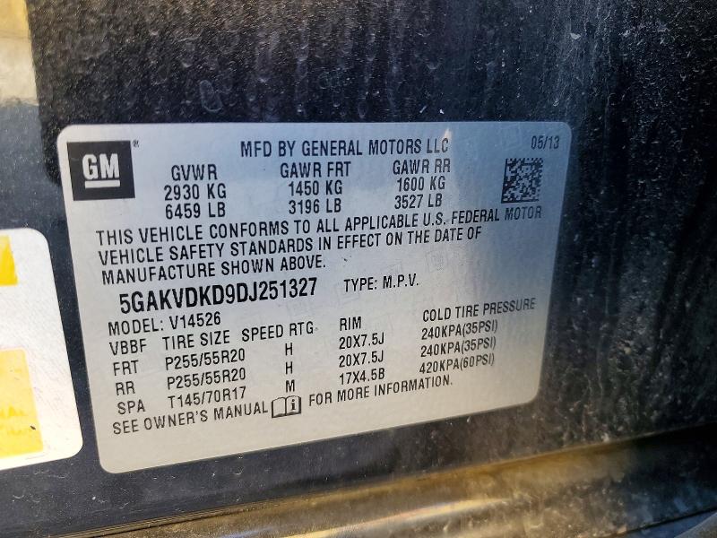 Продаж на аукціоні авто 2013 Buick Enclave, vin: 5GAKVDKD9DJ251327, номер лоту: 50725536