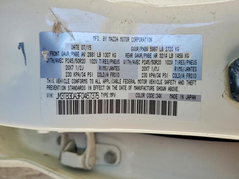 51720006 :رقم المزاد ، JM3TB3DA3F0467375 vin ، 2015 Mazda Cx-9 مزاد بيع