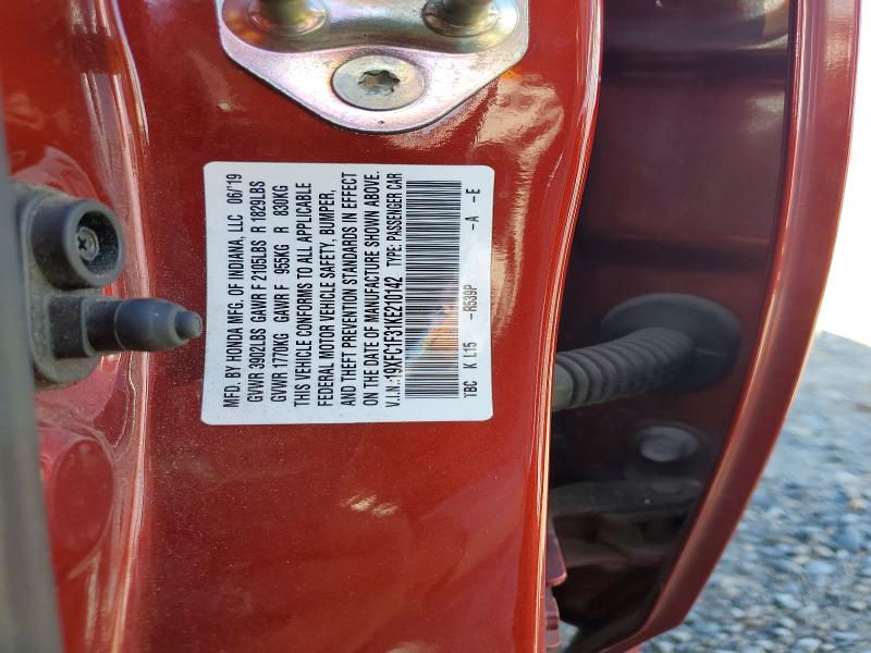 49681936 :رقم المزاد ، 19XFC1F31KE210142 vin ، 2019 Honda Civic مزاد بيع