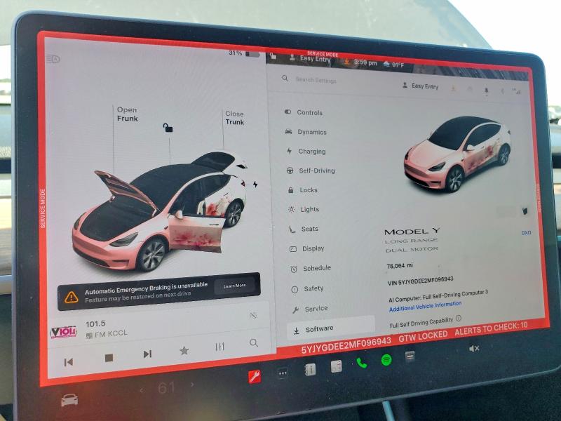 48680826 :رقم المزاد ، 5YJYGDEE2MF096943 vin ، 2021 Tesla Model Y مزاد بيع