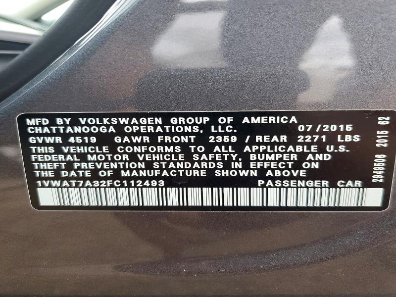 Продаж на аукціоні авто 2015 Volkswagen Passat, vin: 1VWAT7A32FC112493, номер лоту: 51209346