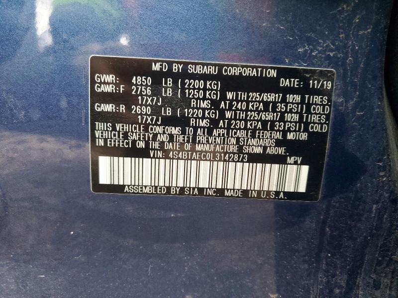 Продажа на аукционе авто 2020 Subaru Outback, vin: 4S4BTAEC0L3142873, номер лота: 48833816