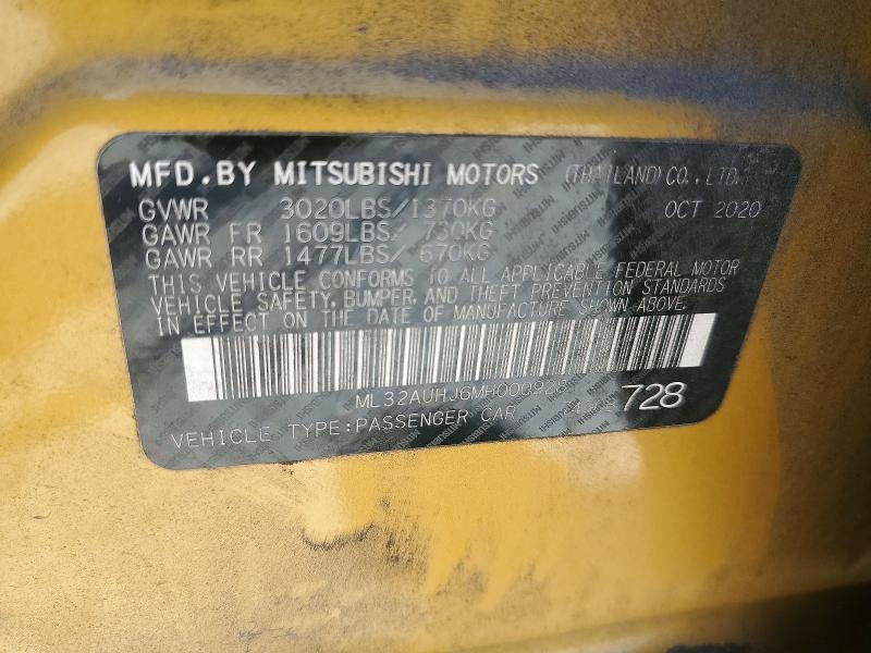 Aukcja sprzedaży 2021 Mitsubishi Mirage, vin: ML32AUHJ6MH000928, numer aukcji: 50156676