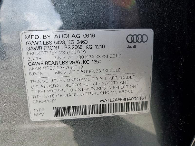 50621206 :رقم المزاد ، WA1L2AFP8HA004461 vin ، 2017 Audi Q5 مزاد بيع