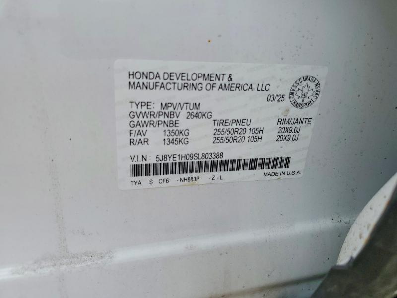 48304796 :رقم المزاد ، 5J8YE1H09SL803388 vin ، 2025 Acura Mdx مزاد بيع