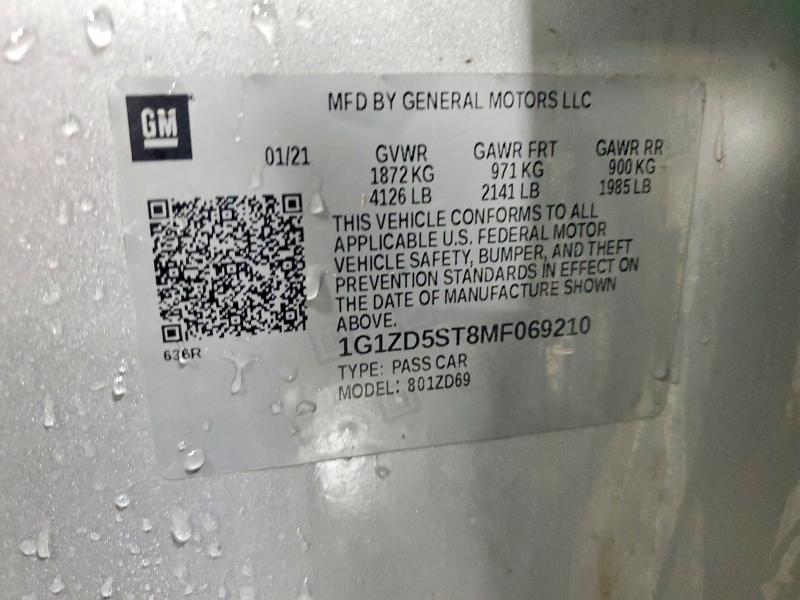 Продажа на аукционе авто 2021 Chevrolet Malibu, vin: 1G1ZD5ST8MF069210, номер лота: 49258126