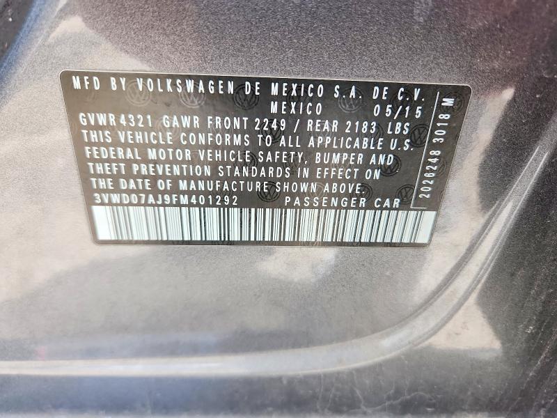 Продажа на аукционе авто 2015 Volkswagen Jetta, vin: 3VWD07AJ9FM401292, номер лота: 51060686