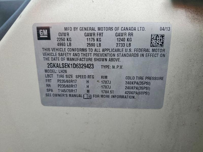 Продаж на аукціоні авто 2013 Gmc Terrain, vin: 2GKALSEK1D6329423, номер лоту: 51134306