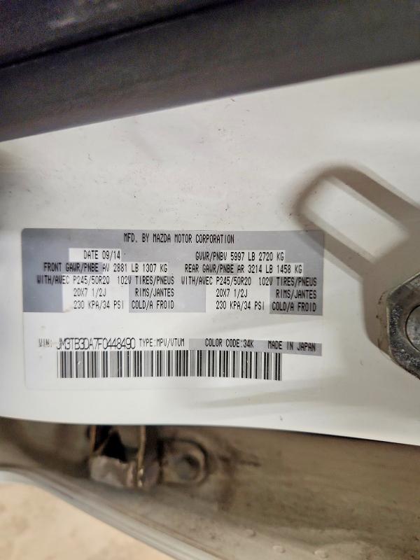 Aukcja sprzedaży 2015 Mazda Cx-9, vin: JM3TB3DA7F0448490, numer aukcji: 50859926