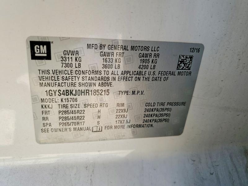 Продаж на аукціоні авто 2017 Cadillac Escalade, vin: 1GYS4BKJ0HR185215, номер лоту: 48699666