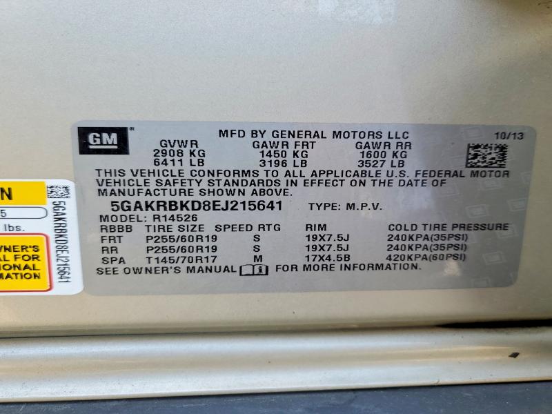 49400396 :رقم المزاد ، 5GAKRBKD8EJ215641 vin ، 2014 Buick Enclave مزاد بيع