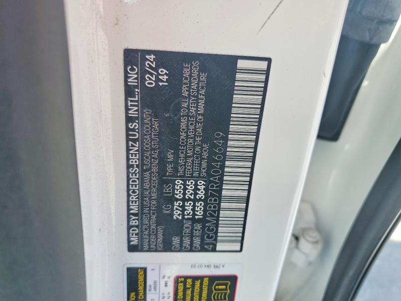 48835976 :رقم المزاد ، 4JGGM2BB7RA046649 vin ، 2024 Mercedes-benz Eqe Suv مزاد بيع