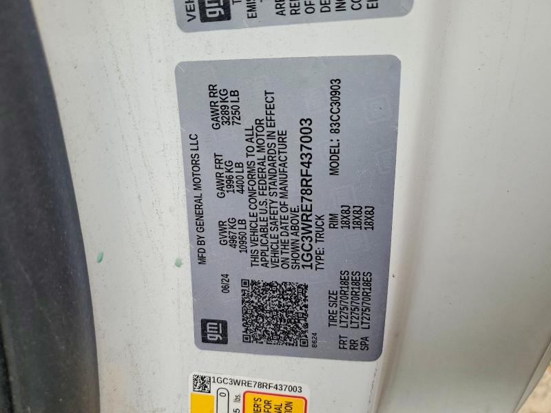 2024 Chevrolet Silverado მანქანა იყიდება აუქციონზე, vin: 1GC3WRE78RF437003, აუქციონის ნომერი: 50664446