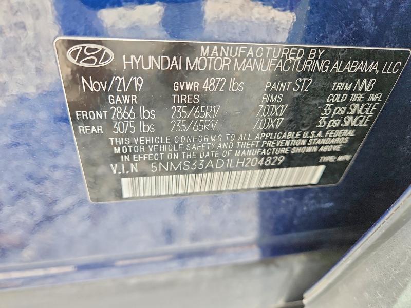 Продаж на аукціоні авто 2020 Hyundai Santa Fe, vin: 5NMS33AD1LH204829, номер лоту: 48566116