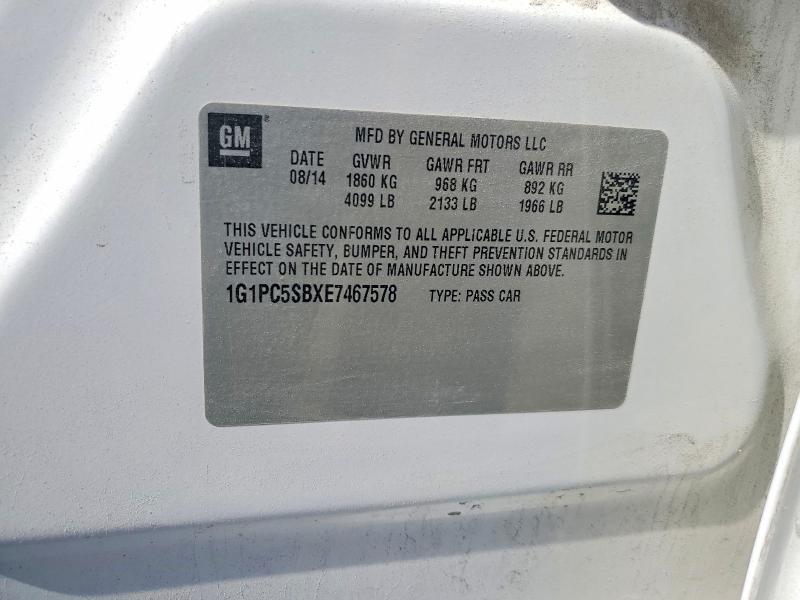 2014 Chevrolet Cruze მანქანა იყიდება აუქციონზე, vin: 1G1PC5SBXE7467578, აუქციონის ნომერი: 48950736
