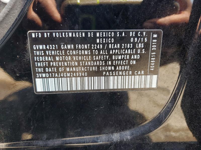 Aukcja sprzedaży 2016 Volkswagen Jetta, vin: 3VWD17AJ4GM249940, numer aukcji: 50090396