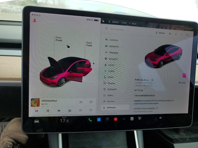 49037306 :رقم المزاد ، 5YJ3E1EB5KF390211 vin ، 2019 Tesla Model 3 مزاد بيع