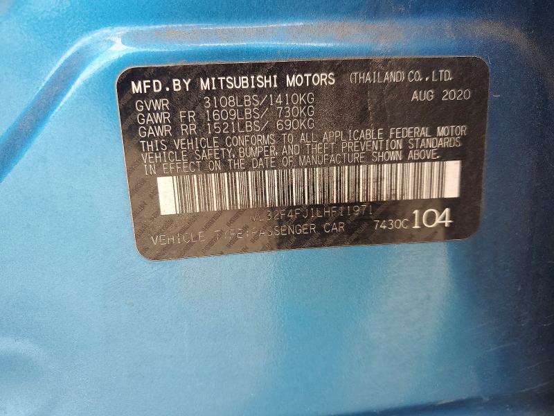 2020 Mitsubishi Mirage მანქანა იყიდება აუქციონზე, vin: ML32F4FJ1LHF11971, აუქციონის ნომერი: 50472106