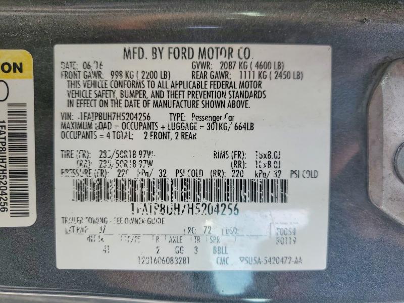 49641226 :رقم المزاد ، 1FATP8UH7H5204256 vin ، 2017 Ford Mustang مزاد بيع