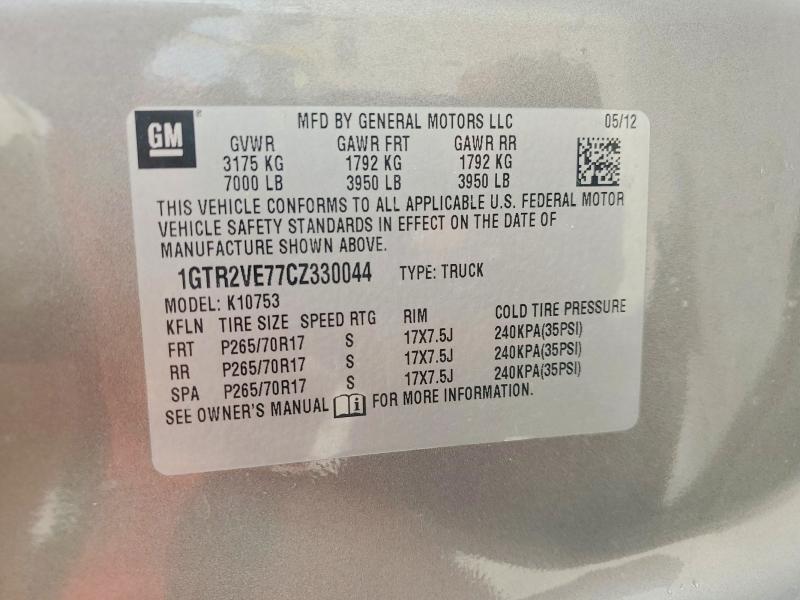50913756 :رقم المزاد ، 1GTR2VE77CZ330044 vin ، 2012 Gmc Sierra مزاد بيع