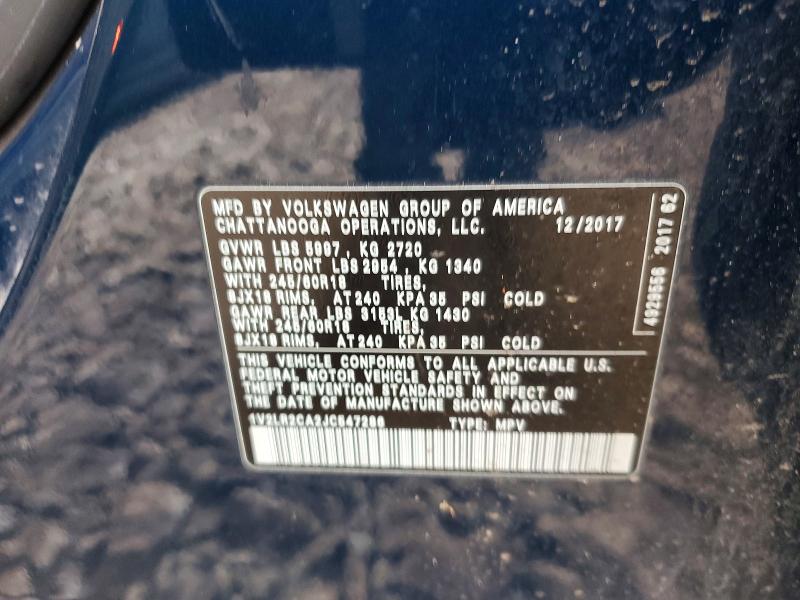 2018 Volkswagen Atlas მანქანა იყიდება აუქციონზე, vin: 1V2LR2CA2JC547286, აუქციონის ნომერი: 47320416