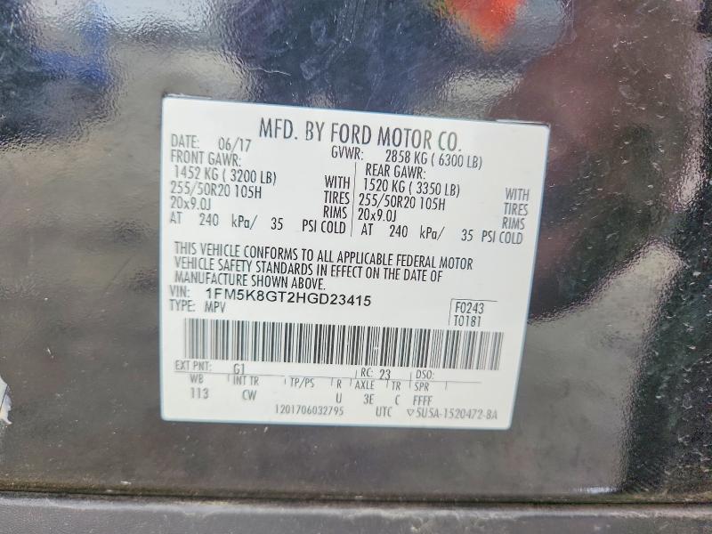 Aukcja sprzedaży 2017 Ford Exlplorer, vin: 1FM5K8GT2HGD23415, numer aukcji: 51340656