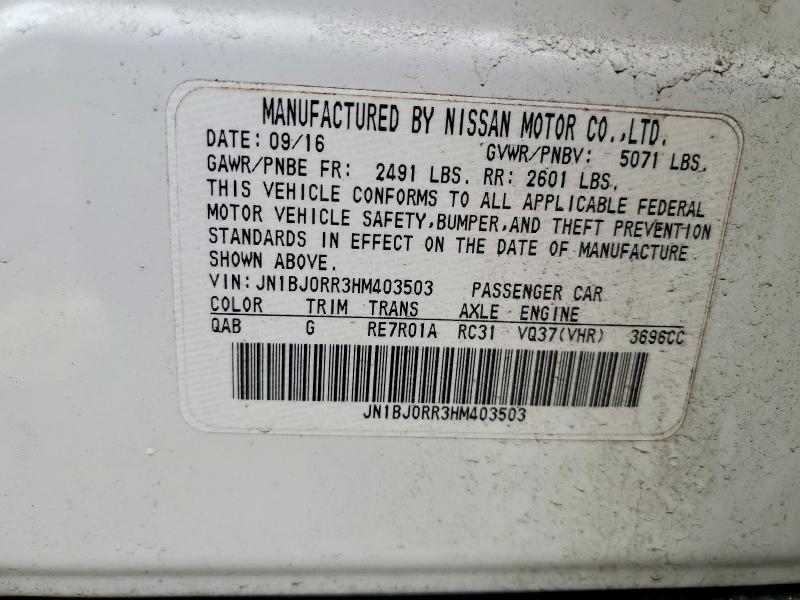Aukcja sprzedaży 2017 Infiniti Qx50, vin: JN1BJ0RR3HM403503, numer aukcji: 50257556