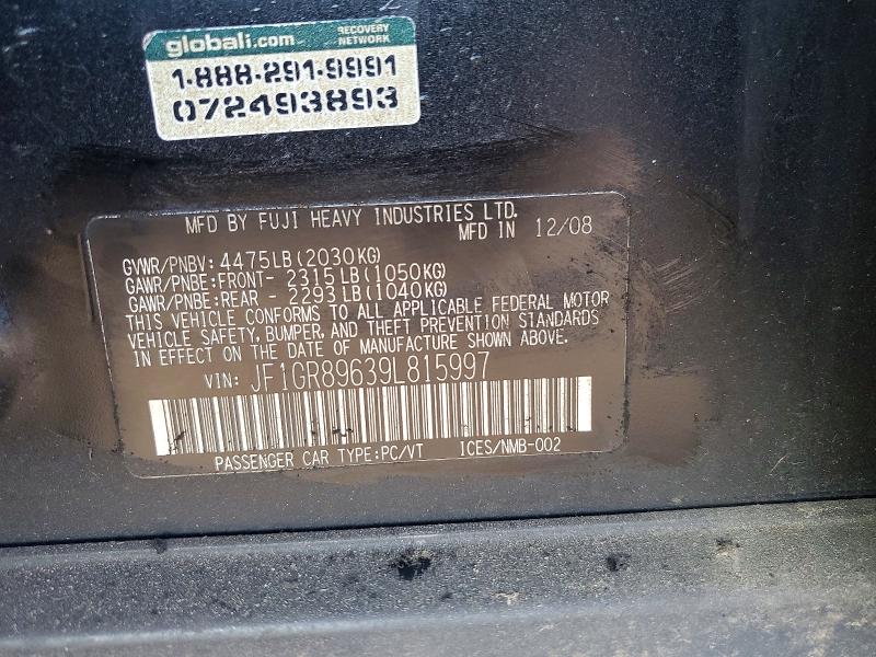Продажа на аукционе авто 2009 Subaru Impreza, vin: JF1GR89639L815997, номер лота: 47598756