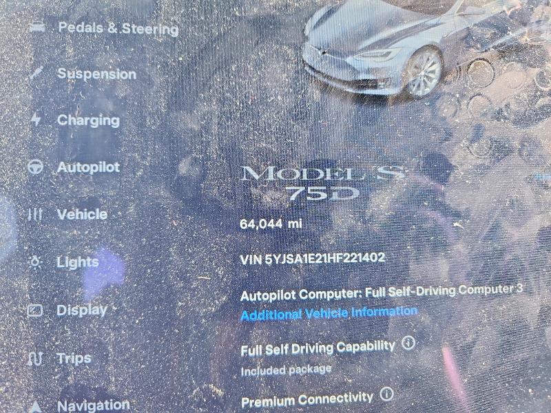 Aukcja sprzedaży 2017 Tesla Model S, vin: 5YJSA1E21HF221402, numer aukcji: 49124986
