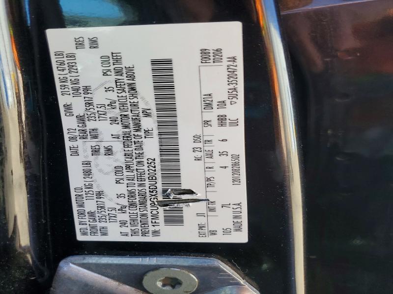49411836 :رقم المزاد ، 1FMCU9GX5DUB02252 vin ، 2013 Ford Escape مزاد بيع