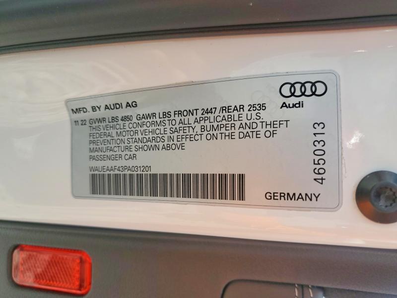 Продажа на аукционе авто 2023 Audi A4, vin: WAUEAAF43PA031201, номер лота: 49641806