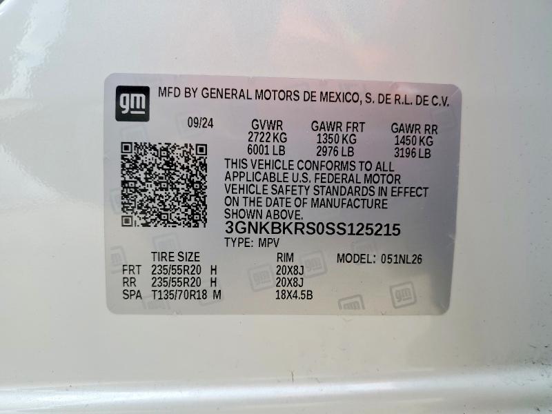 Aukcja sprzedaży 2025 Chevrolet Blazer, vin: 3GNKBKRS0SS125215, numer aukcji: 50355996
