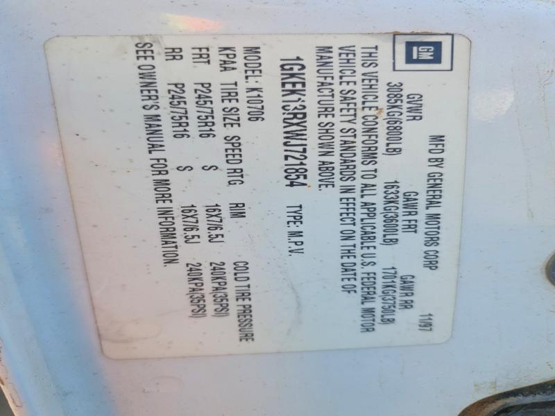 Aukcja sprzedaży 1998 Gmc Yukon, vin: 1GKEK13RXWJ721854, numer aukcji: 51206476