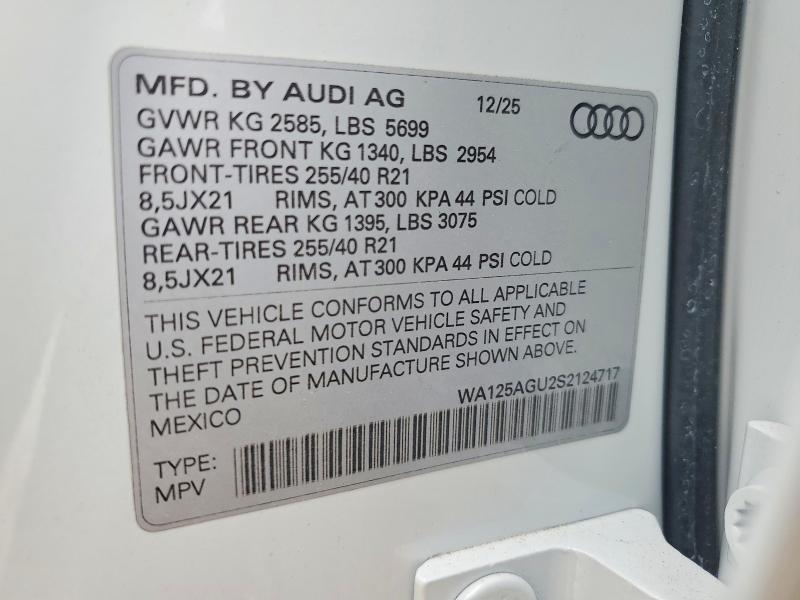 Продажа на аукционе авто 2025 Audi Sq5, vin: WA125AGU2S2124717, номер лота: 51292736